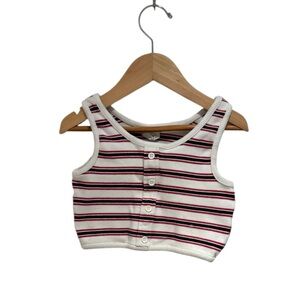 ZARA Kids White, Blue and Red Striped Cropped Camisole - size 7* fits tiny (2-4)